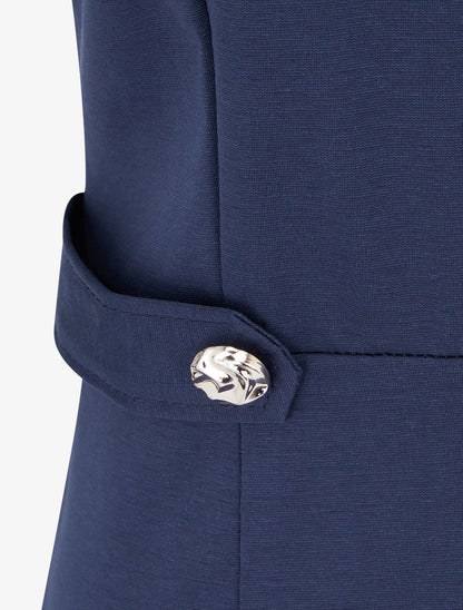 Robe sans manches droite boutons décoratifs - Marine - 3