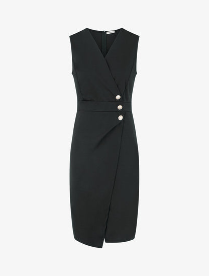 Robe portefeuille sans manches - Noir - 1