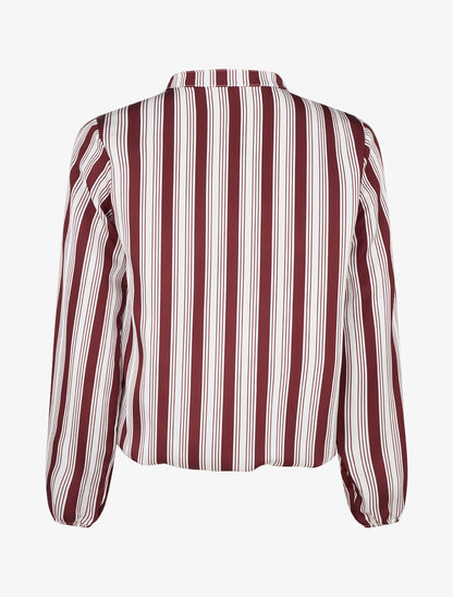Blouse rayée satinée coupe boule - Bordeaux - 2