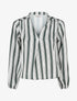 Blouse rayée satinée coupe boule - Kaki - 1