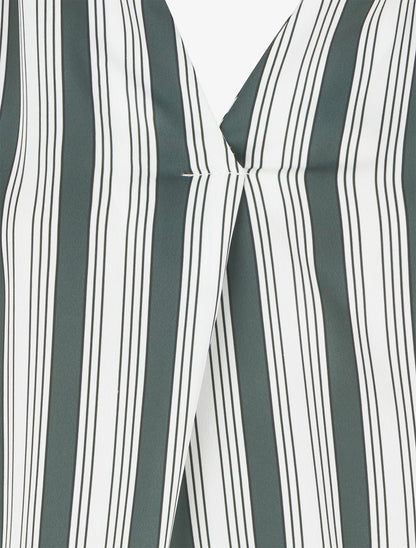 Blouse rayée satinée coupe boule - Kaki - 3