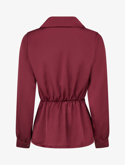 Blouse satinée à taille élastiquée - Bordeaux - 2