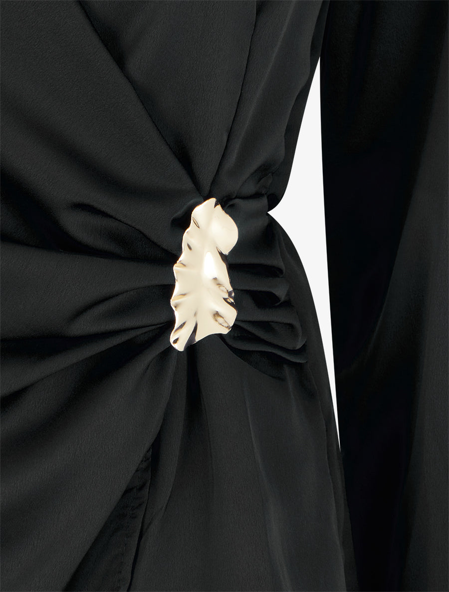 Top drapé et satiné à bijou - Noir - 3