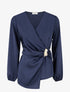 Top drapé et satiné à bijou - Marine - 1