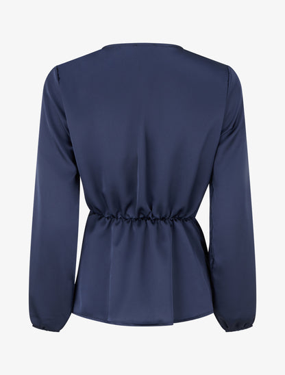 Top drapé et satiné à bijou - Marine - 2