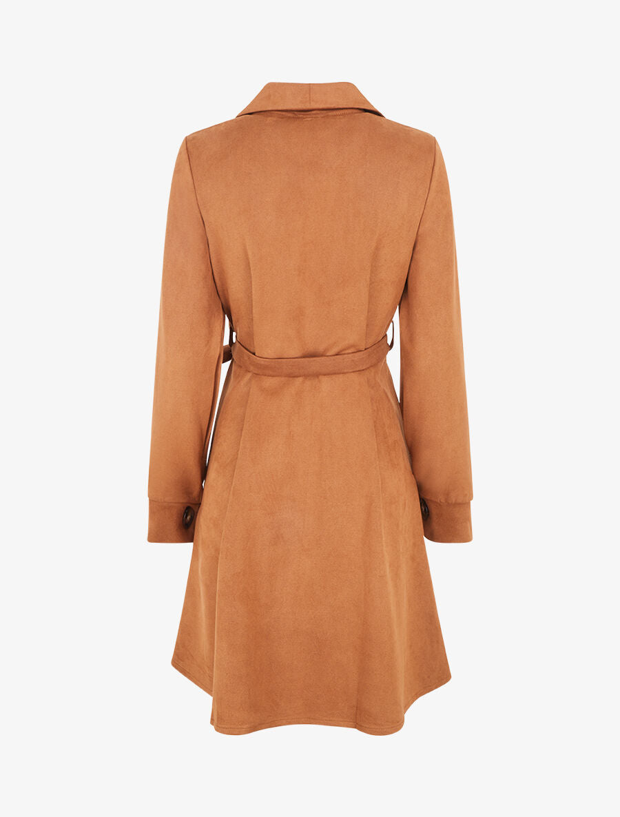 Robe chemise en suédine - Camel - 2
