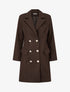Manteau droit croisé en laine mélangé - Chocolat - 1
