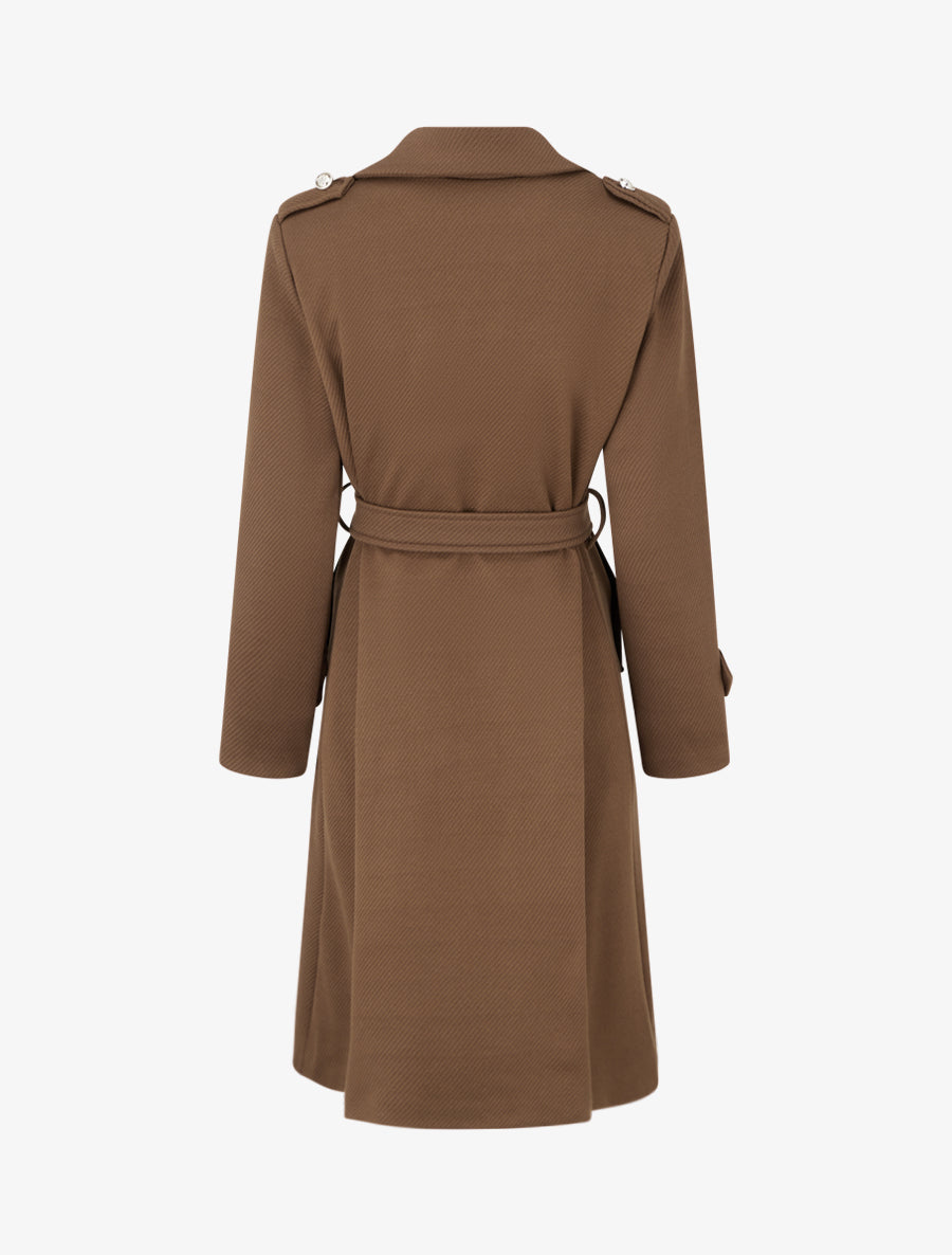 Manteau long à col cranté - Marron - 2
