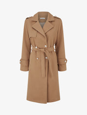 Manteau long à col cranté - Camel - 1