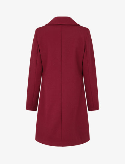 Manteau en laine mélangée à poches plaquées - Bordeaux - 2