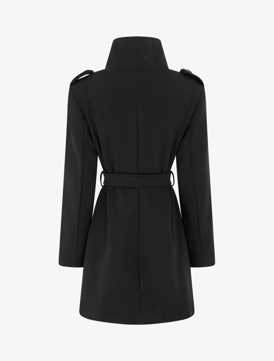Manteau long à col montant - Noir - 2