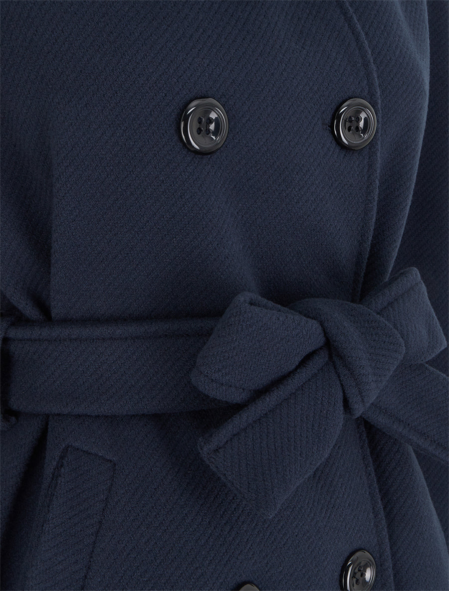 Manteau long à col montant - Marine - 3
