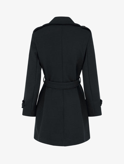 Manteau droit en laine mélangée - Noir - 2