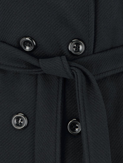 Manteau droit en laine mélangée - Noir - 3