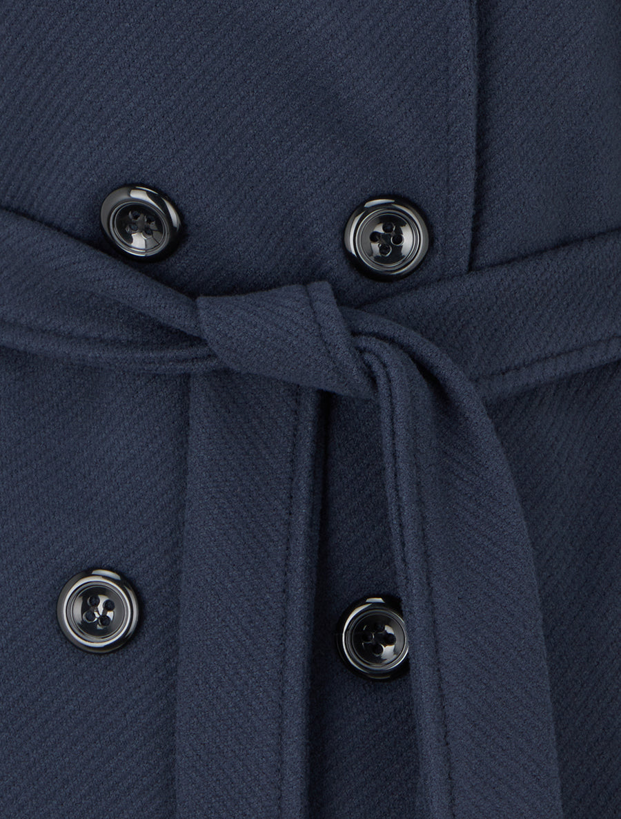 Manteau droit en laine mélangée - Marine - 3