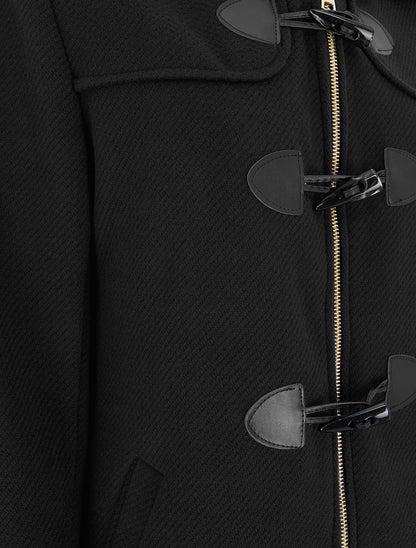Duffle-coat uni à capuche - Noir - 3