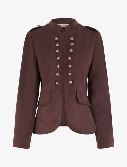 Veste en suédine style officier - Marron - 1