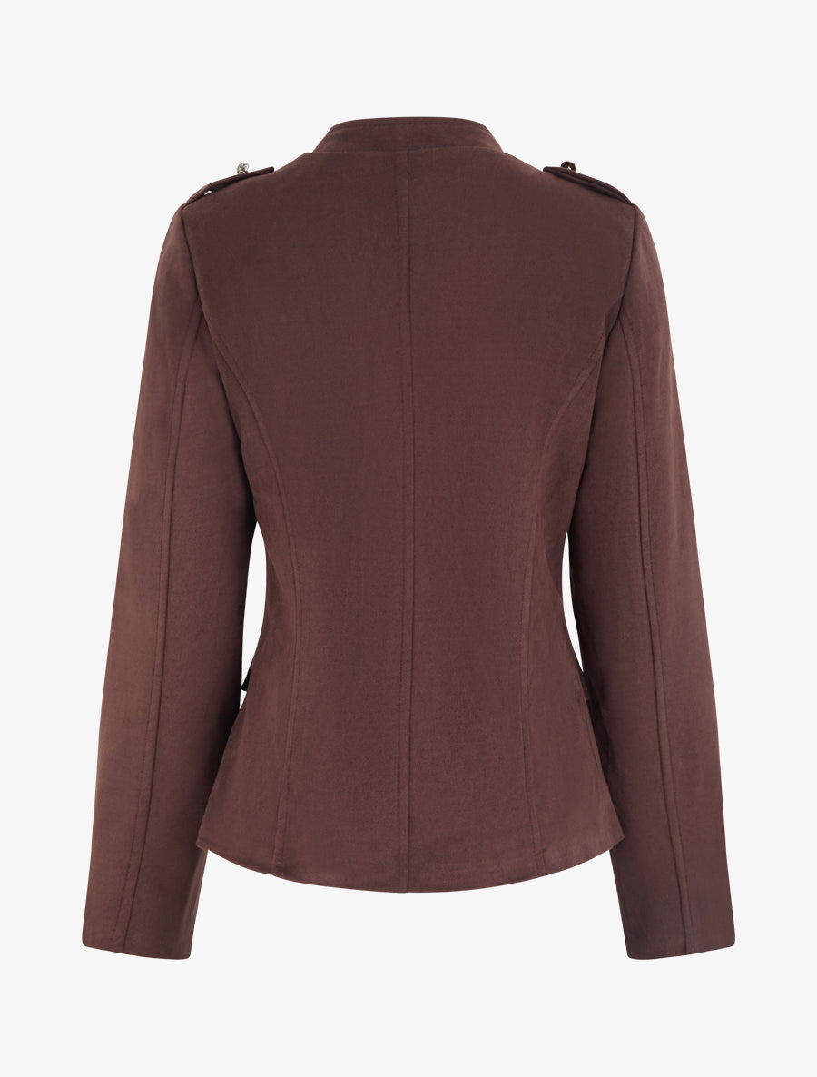 Veste en suédine style officier - Marron - 2