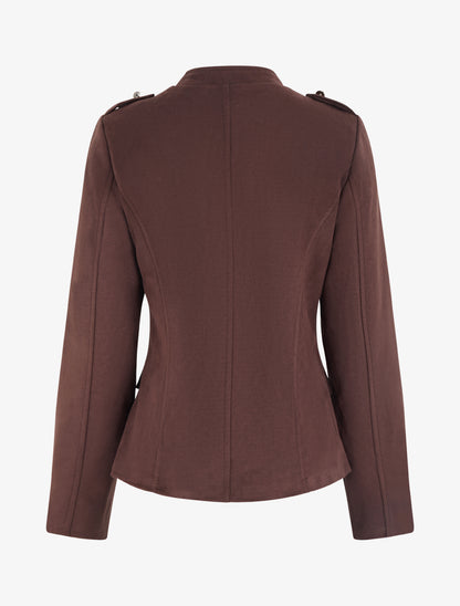 Veste en suédine style officier - Marron - 2