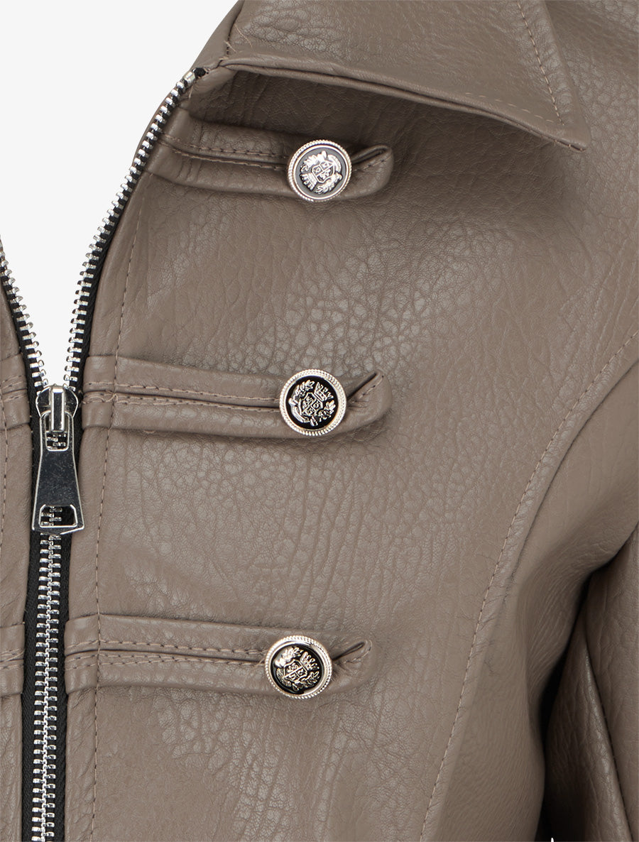 Veste simili style officier - Taupe - 3
