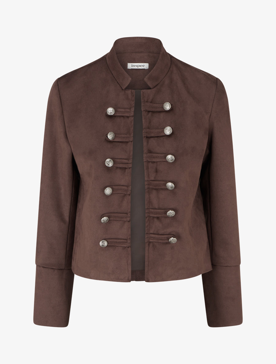 Veste suédine style officier - Marron - 1