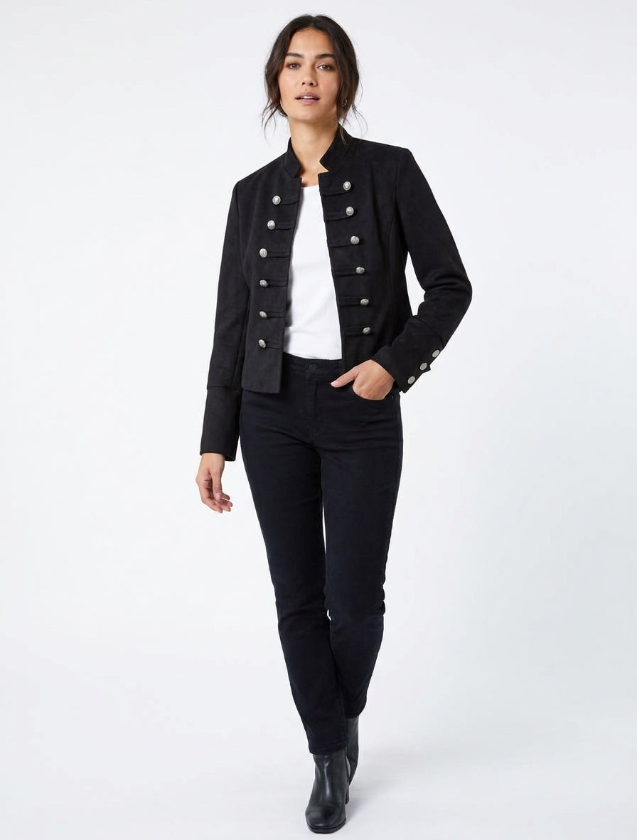 Chaqueta de ante estilo oficial - Negro