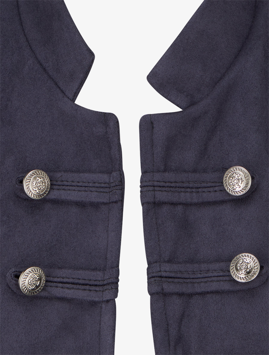Veste suédine style officier - Marine - 3