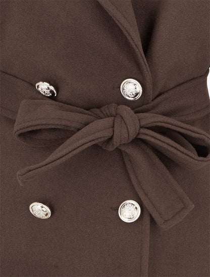 Manteau droit à col cranté - Marron - 3