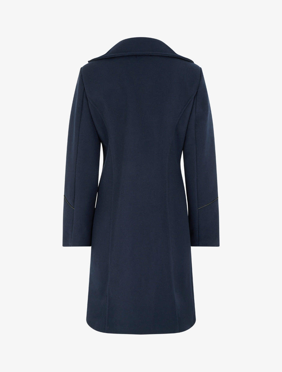 Manteau long croisé coupe droite - Marine - 2