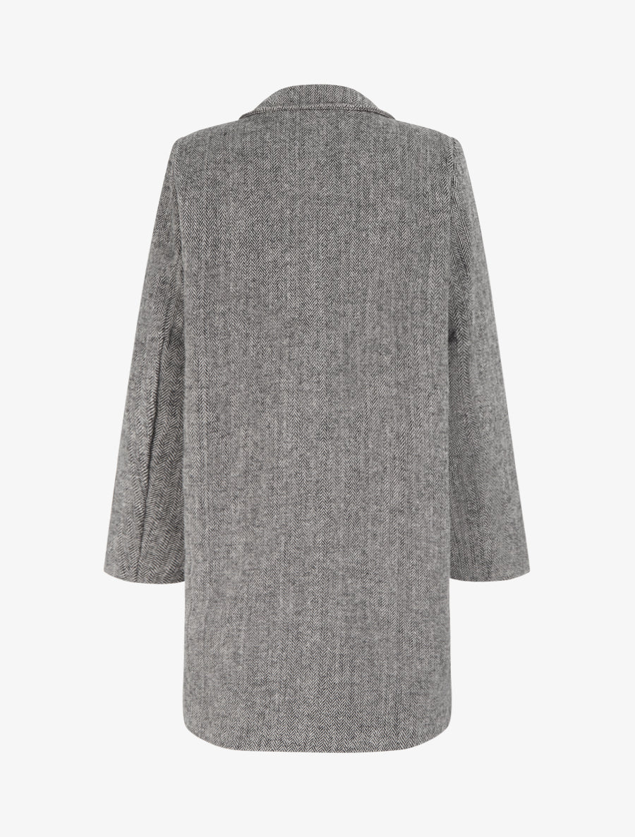 Manteau boutonné imprimé chevron - Noir - 2