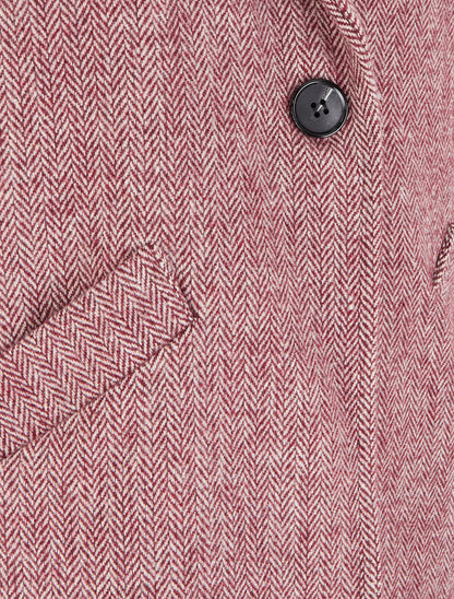 Manteau boutonné imprimé chevron - Rouge - 3