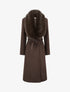 Manteau à col en fourrure synthétique amovible - Marron - 1