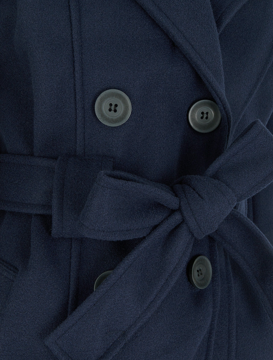Manteau droit à capuche amovible - Marine - 3