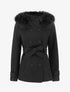 Manteau ceinturé à fermeture croisé et capuche amovible - Noir - 1