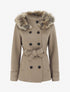 Manteau ceinturé à fermeture croisé et capuche amovible - Taupe - 1