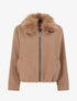 Veste style bomber col fourrure ton sur ton - Camel - 1