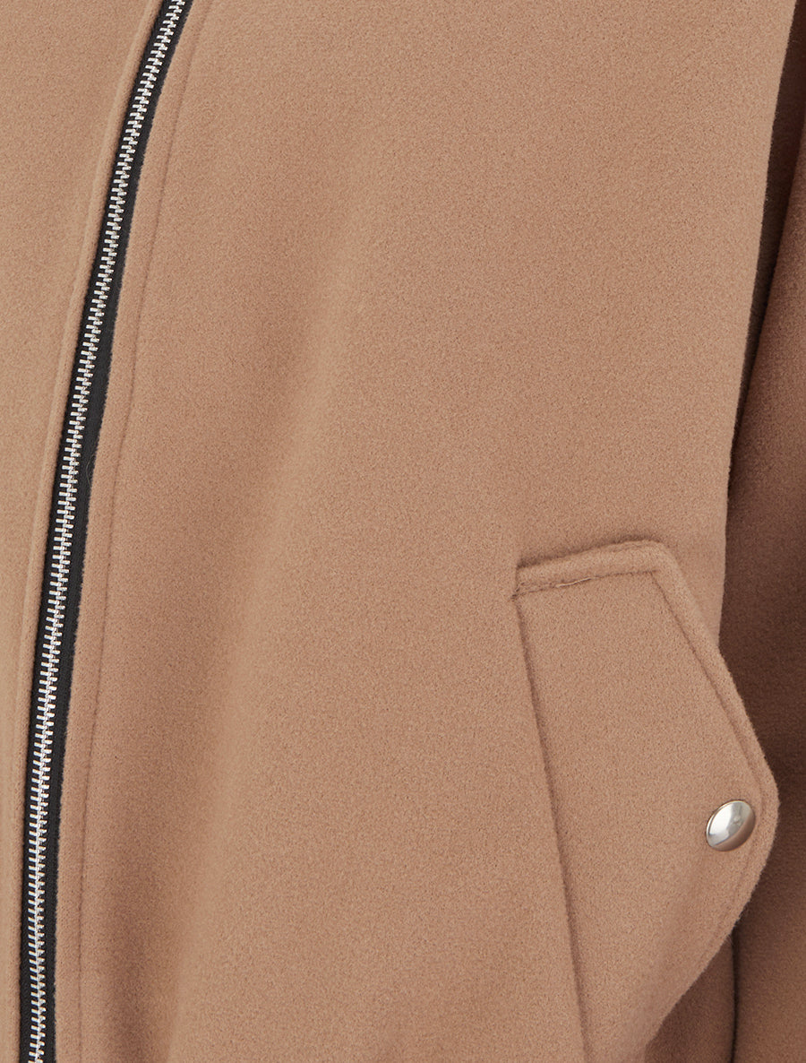 Veste style bomber col fourrure ton sur ton - Camel - 3