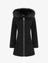 Manteau long à capuche ornée de fourrure synthétique - Noir - 1