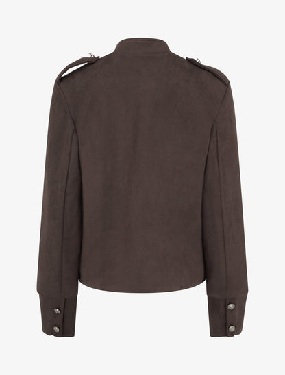 Veste en suédine à boutons décoratifs - Marron - 2