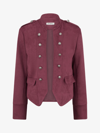 Veste en suédine à boutons décoratifs - Bordeaux - 1