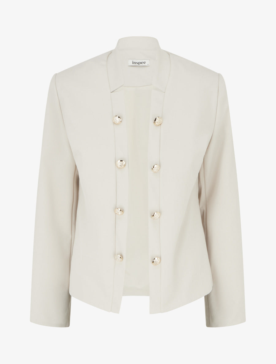 Veste droite ouverte style officier - Beige - 1