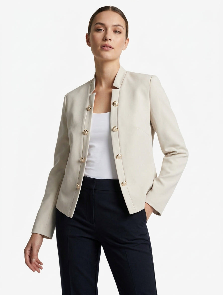 Chaqueta recta abierta estilo oficial - Beis