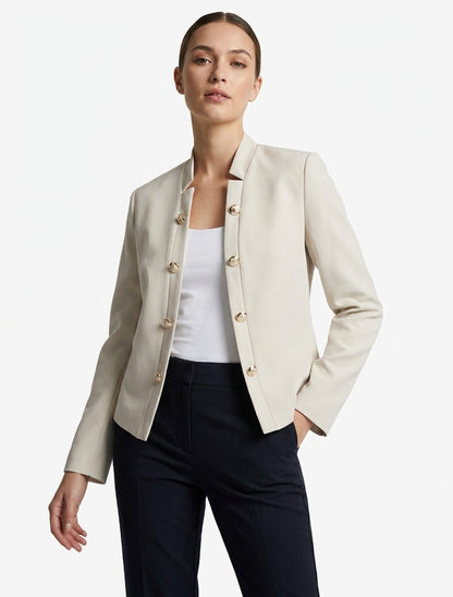 Chaqueta recta abierta estilo oficial - Beis