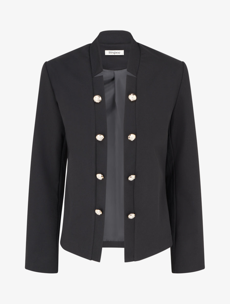 Veste droite ouverte style officier - Noir - 1