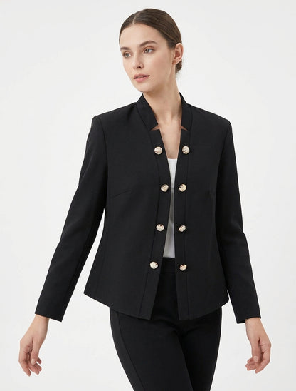 Chaqueta recta abierta estilo oficial - Negro