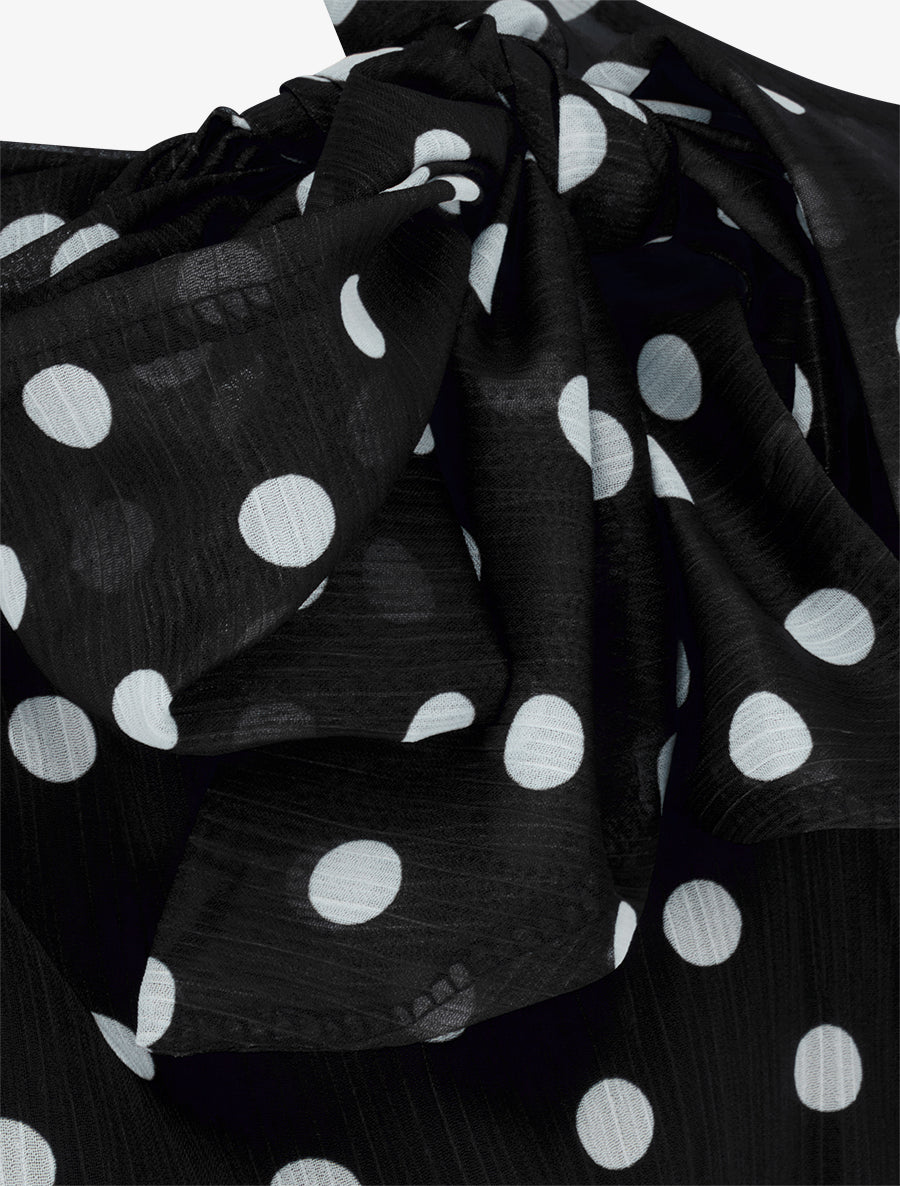 Blouse en voile imprimé à pois - Noir - 3