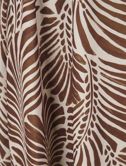 Robe évasée à jupe imprimé végétal - Marron - 3