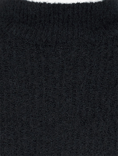 Pull en maille duveteux - Noir - 3