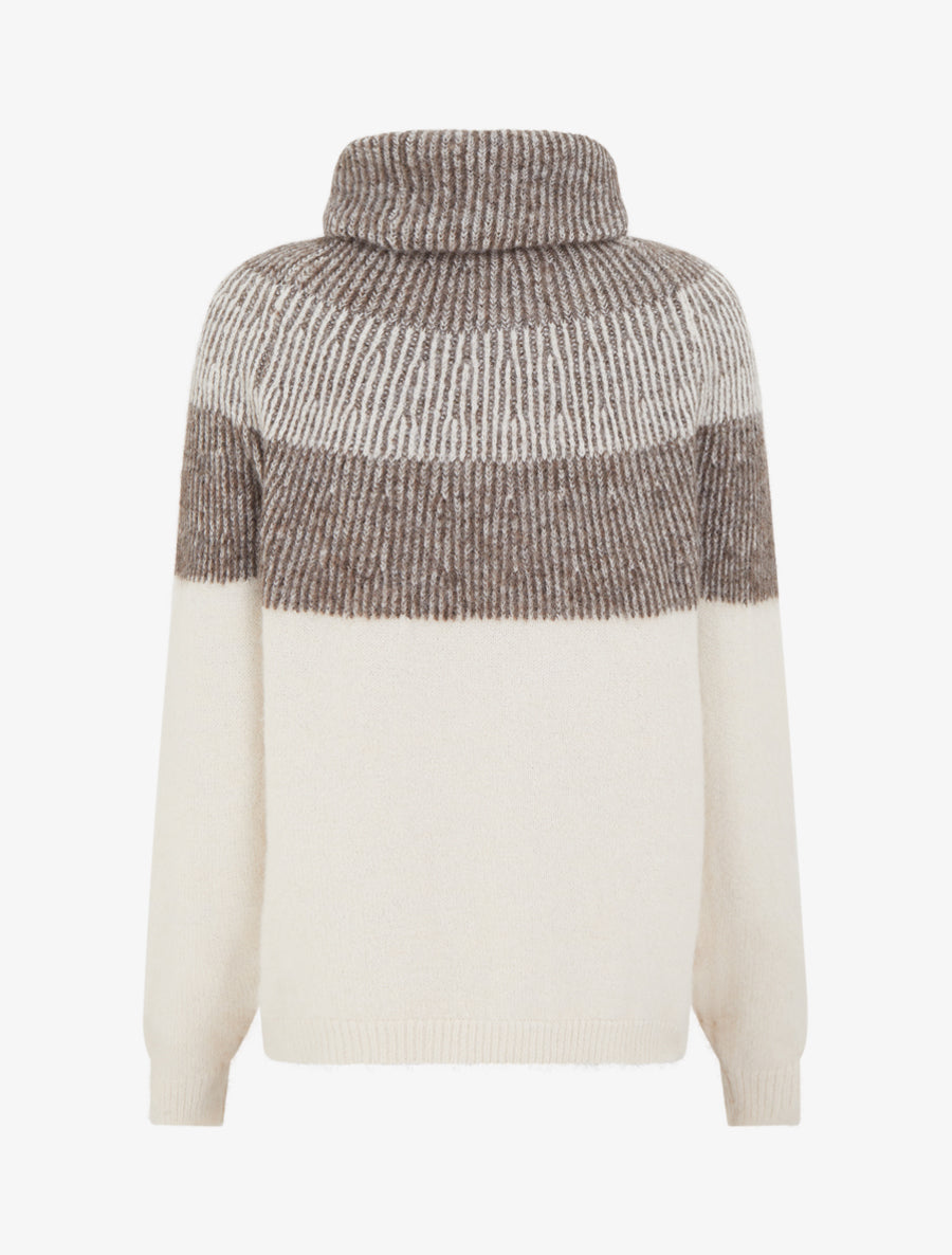 Pull en maille à col roulé - Beige - 2