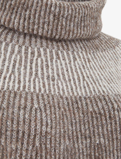 Pull en maille à col roulé - Beige - 3